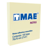 Notas Adhesivas Mae Amarillo Pastel 3x3in 100 Hojas 12 P /v