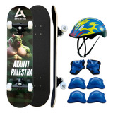 Skate Infantil Criança Verdão Com Kit Capacete Proteção Skat