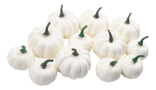 Paquete De 12 Tamaños, Calabazas Artificiales Blancas, 2024