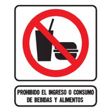 Cartel Prohibido Ingreso Consumo Bebidas Alimentos 22x26 