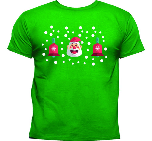 Camisetas Navideñas Papa Noel Campana Nieve Adultos Y  Niños