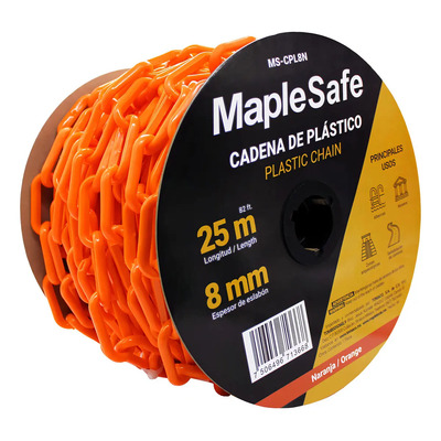Cadena De Seguridad Maplesafe De Polietileno Naranja 8 Mm X 25 Metros