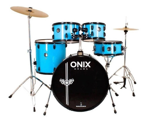 Bateria Acústica Nagano Onix Smart 22 Completa Cor Baby Blue