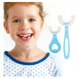 Escova Dentes Infantil 360° Forma De U 6-12anos Azul Silicon