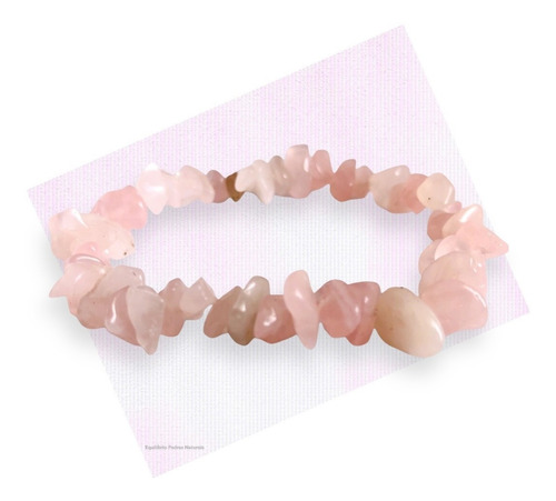 Pulseira Natural Pedra Quartzo Rosa Em Cascalho - Amor