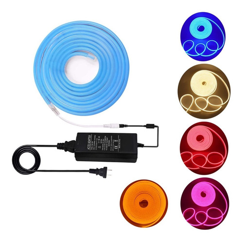 Kit Completo Manguera Luces Neon Led Flexible Color Fijo 5mt