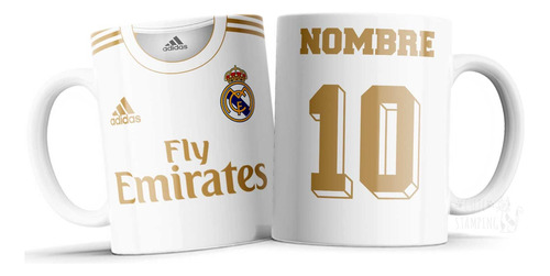 Taza Personalizada Real Madrid Camiseta Con Tu Nombre Regalo