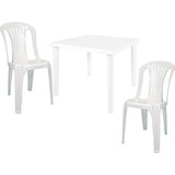 Kit De Mesa Quadrada Desmontável + 2 Cadeira Bistrô Branca