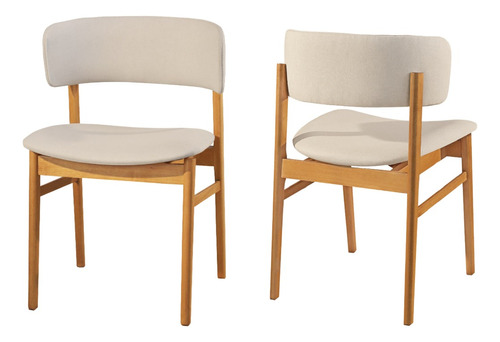 Kit Duas Cadeiras Estofadas Donna Linho Design Moderno