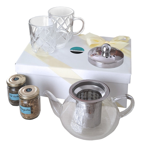 Juego De Té Vidrio Tetera Infusor Hebras Set Regalo Original