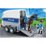 Playmobil Policía Con Caballo Y Remolque