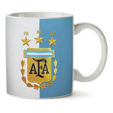 Taza Ceramica Afa 78 86 22 Argentina Campeon Del Mundo Qatar