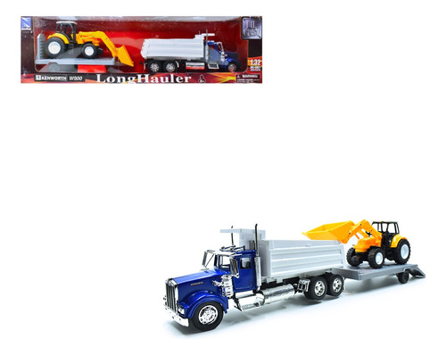 Tráiler Kenworth W900 Volteo Con Maquinaria New Ray 1/32