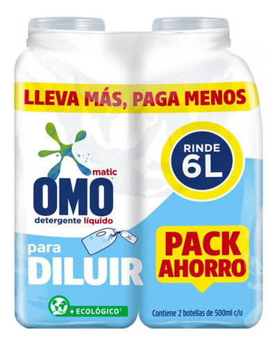 Pack 2 Unidades Detergente Omo Para Diluir 500 Ml C/u