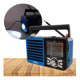 Rádio Com Lanterna P2 Função Bluetooth Estilo Retro Fm Am Sw Cor Azul