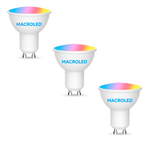 Combo X3 Lámpara Led Macroled Dicroica Wifi 5w Smart Rgb