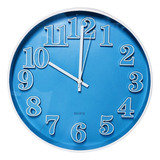Relógio De Parede Azul Com Branco Números Grandes