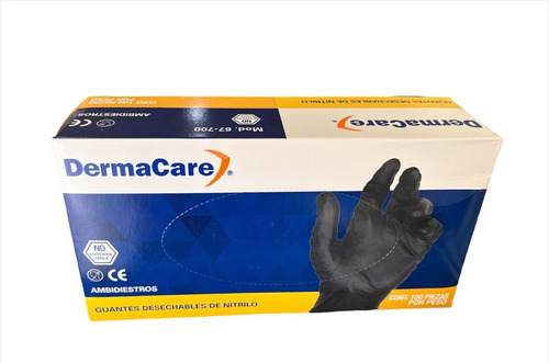 Guante Nitrilo Negro, No Esteril, Caja 100 Piezas, Dermacare Color Negro Talla Xl