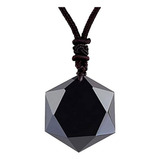 Obsidiana  Collar De Obsidiana Negra Para   Hexagrama