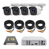 Kit Circuito Cerrado Epcom 4 Camaras 720p Disco 1tb 30y40mts