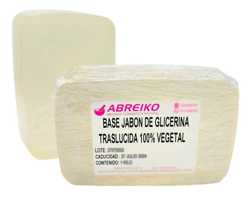 1 Kg Base Jabon De Glicerina Vegetal Transparent Alta Dureza