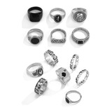 Anillos Punk De Plata Dorada Vintage Para Hombres, Mujeres Y