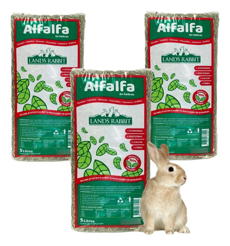 Alfalfa Cobayos Conejo Chinchilla Hamster Jerbos 5lt X 1