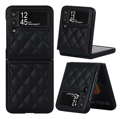 Funda De Cuero Para Samsung Galaxy Z Flip 3 5g - Black