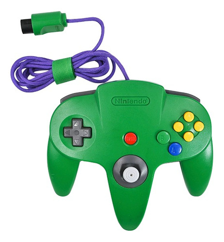 Control Verde Paracord Morado Para Nintendo 64 Original