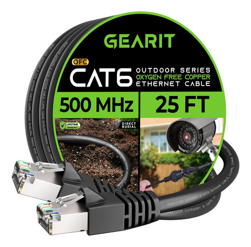 Gearit Cat6 Cable Ethernet Para Exteriores (25 Pies) 23 Awg 