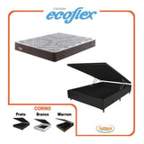 Cama Casal Box Baú + Colchão Molas Ensacadas Adorabile Cor Corino Preto