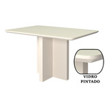 Mesa Of White Pra Escritório 120x80cm Tampo De Vidro Pintado