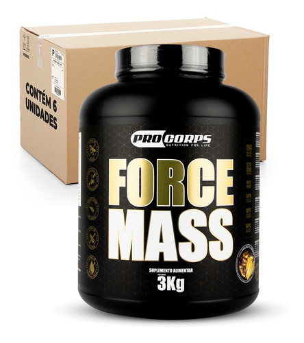 6 Force Mass 3kg Pro Corps Suplemento Para Ganho De Massa -