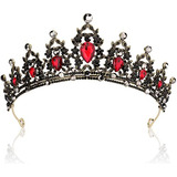 Coronas De Reina Negra Diamantes Rojos Mujeres, Tiara D...