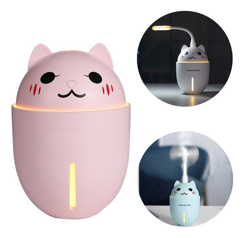 Humidificador Gato Con Ventilador Y Linterna Usb Led Mt8726