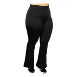 Calça Preta Tecido Grosso Modelador Moda Plus Size Flare