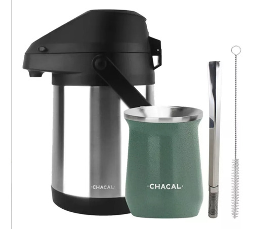 Kit Terere Chacal Bomba Cuia Garrafa Térmica Inox Verde