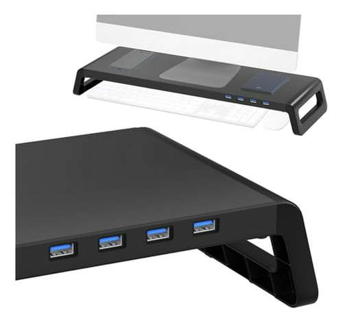 Soporte Elevador De Monitor Con Hub Usb 3.0 Y Soporte Para L