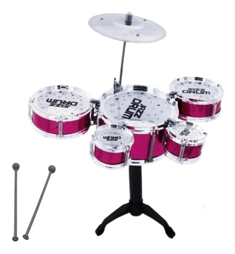 Mini Bateria Música Infantil Baqueta Brinquedo Menina Menino Cor Vermelho