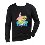 Remera Manga Larga  Bob Esponja Para Chicos