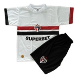 Conjunto Do São Paulo Infantil Uniforme Shorts Camisa 