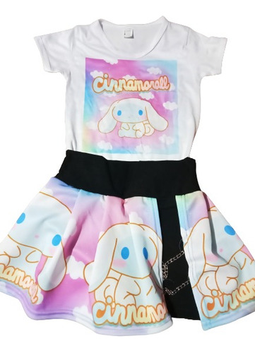 Conjunto De Falda Short Con Playera De Cinnamorol Para Niña