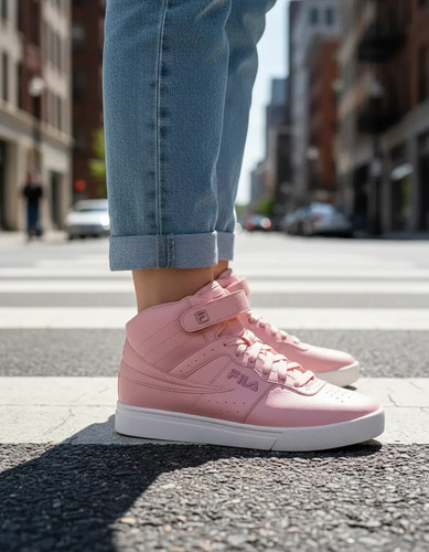 Tenis Fila Mujer Rosas Tipo Bota