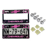 Par De Portaplacas Chevrolet Rosa Aveo Spark Con Tornillos 