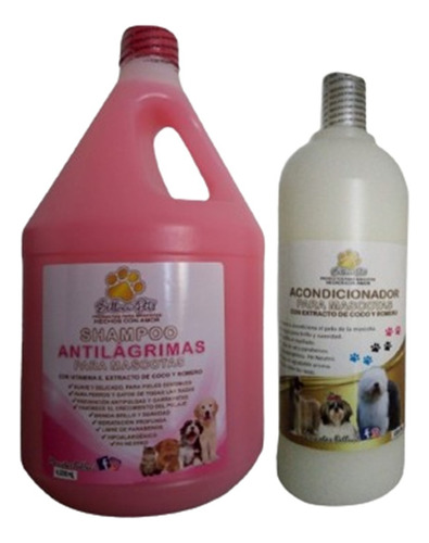 Shampo Para Mascotas Perros Y Gatos +acondicionador X4 Litro