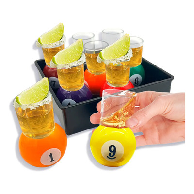 Juego 9 Vasos Shot Bola Billar Caballitos Bebidas Fiesta | Meses sin interés