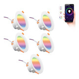 5x Spot De Embutir Para Alexa Google Tuya Smart Life Rgb Led