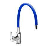 Grifo De Cocina Monocomando Peirano Colors Azul - Flexible Acabado Cromado