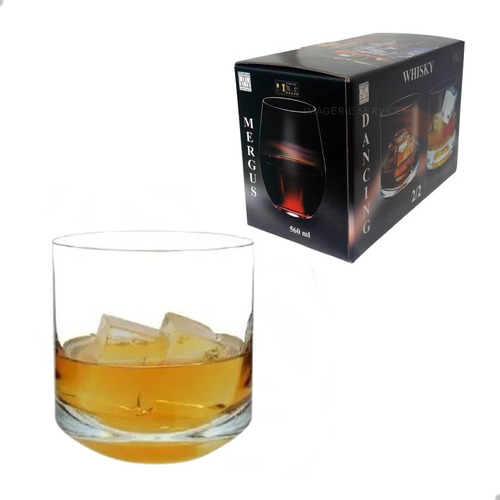 Set X 2 Vasos De Whisky Grabados Dancing En Caja Ilustracion