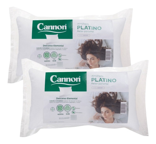 Almohada Cannon Platino Vellón 80x40 Pack X 2, Envío S/c* 